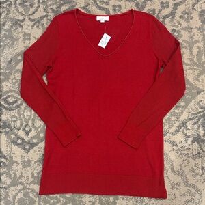 Loft Outlet Women's Red V-Neck Sweater